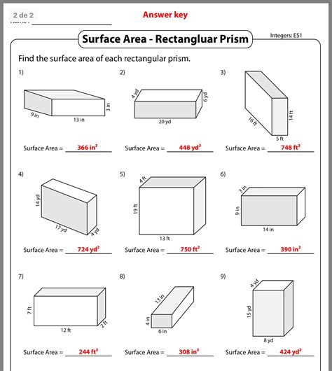 3 5. . Surface area of prisms and cylinders worksheet answer key